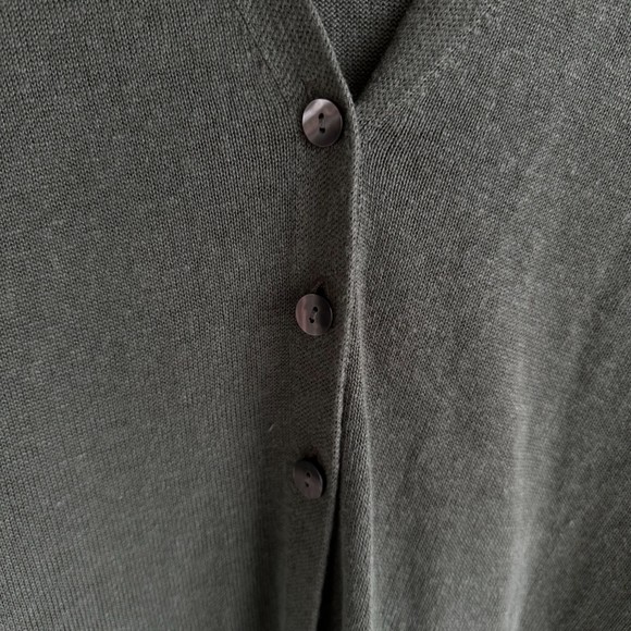 J. Jill Moss Green Linen Blend Ladies Button Up Casual Career Cardigan, S - Picture 4 of 6